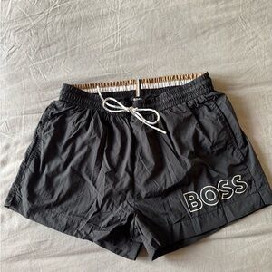 Boss Black Swim Trunks with Logo